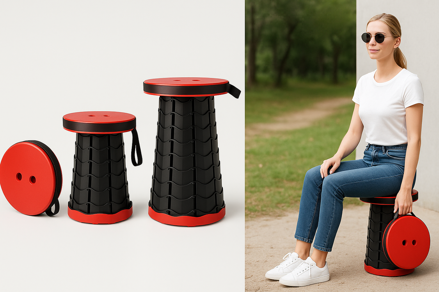 High-clarity collapsible camping stool
